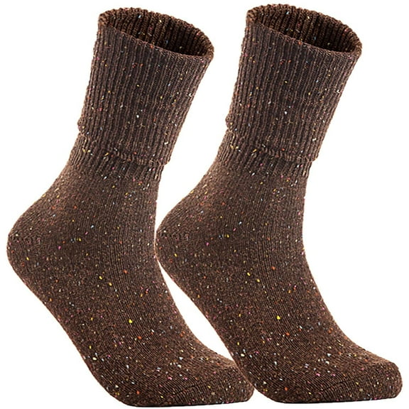 Lovely Annie Women's Girl's 2 Pairs Stylish Knee High Wool Socks. Lightweight, Cozy, Thick, Warm, Breathable & Absorbent Size 2.5-7 HR1412 (Coffee)