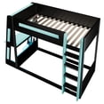 thumbnail image 6 of Mirightone Twin over Twin Bunk Bed with Gaming Desk and Storage Shelves, Wooden Gaming Bunk Bed with LED Light & Charging for Gamer - Black+Blue, 6 of 8