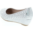 thumbnail image 3 of Link Fisher-3K Girl's Slip On Rhinestone Wrapped Wedge Heel Party Shoes, Silver, 9, 3 of 7