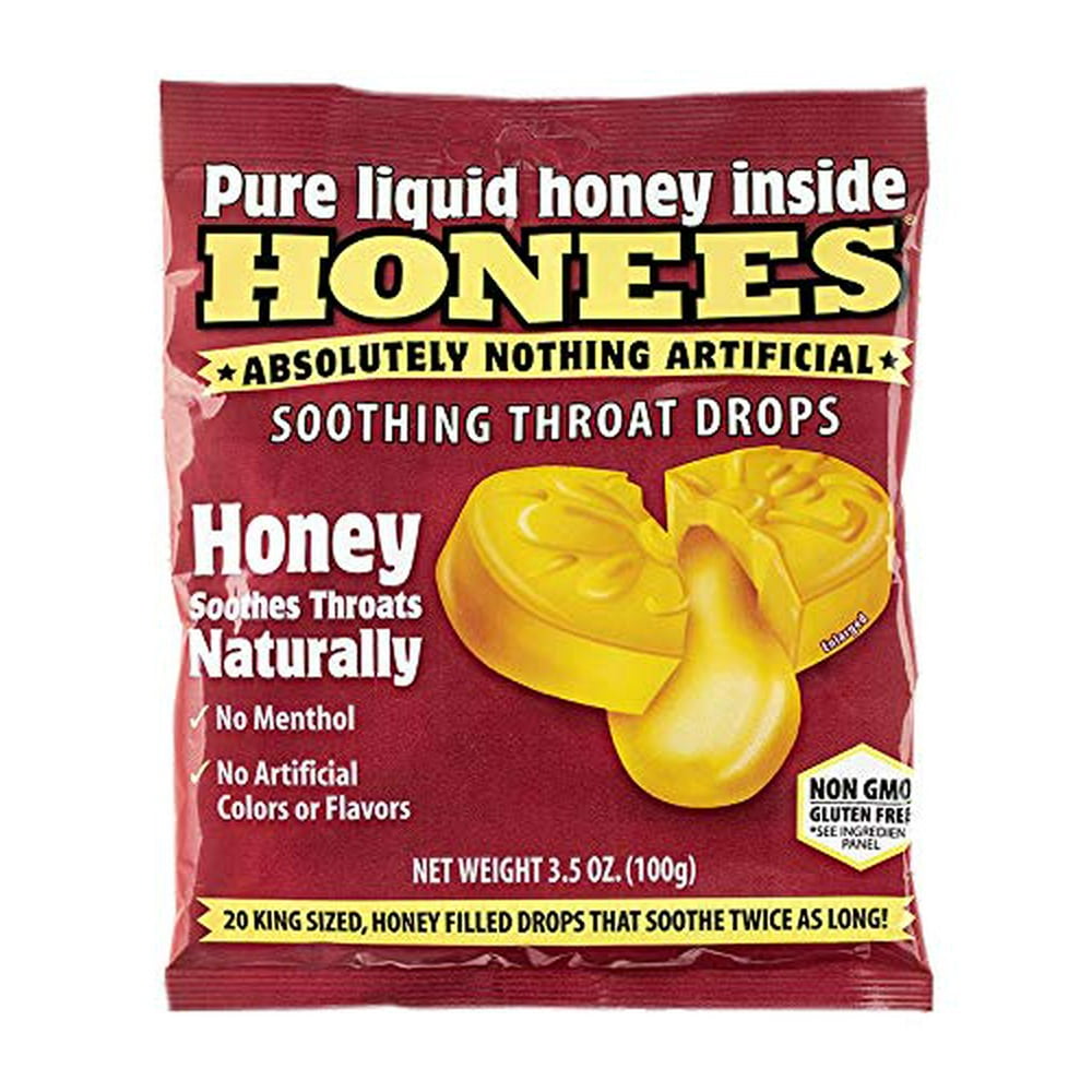 Honees Honey Soothing Throat Drops 20 Count, Red, 20 Count