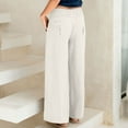 thumbnail image 4 of Pantalon Grand Ample pour Femmes en Coton et Lin, Grande Taille, avec Poches, 4 of 7