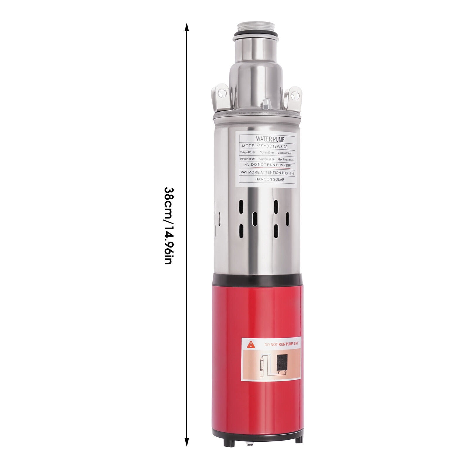 Solar Submersible Pump Deep Well Water DC Pump Kit Stainless Steel 12V 1500L/H