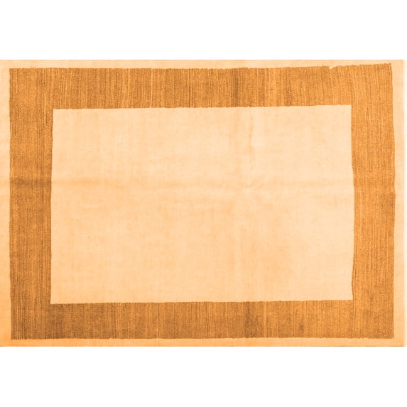 Ahgly Company Indoor Rectangle Solid Orange Modern Area Rugs, 7' x 10'