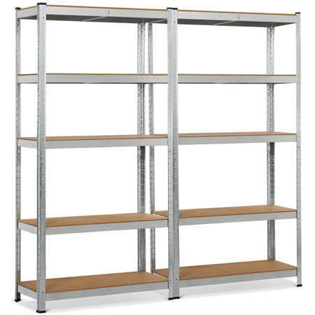 SmileMart Adjustable 15.7"W x 35.4"D x 71"H 5-Shelf Unit, White and Brown