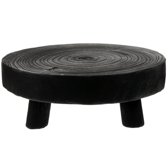 PAMINGONO Wooden Round Plant Riser Black Wood Stand for Flower Pot Display and Storage