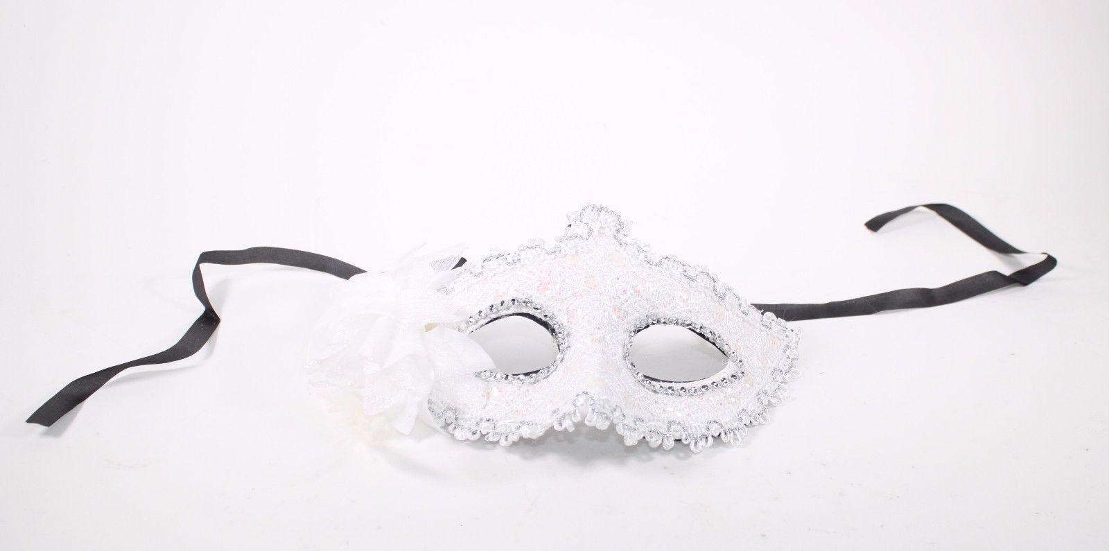 Women's Flower Feather Lace Eye Mask Masquerade Ball Party Halloween Costume (White) New