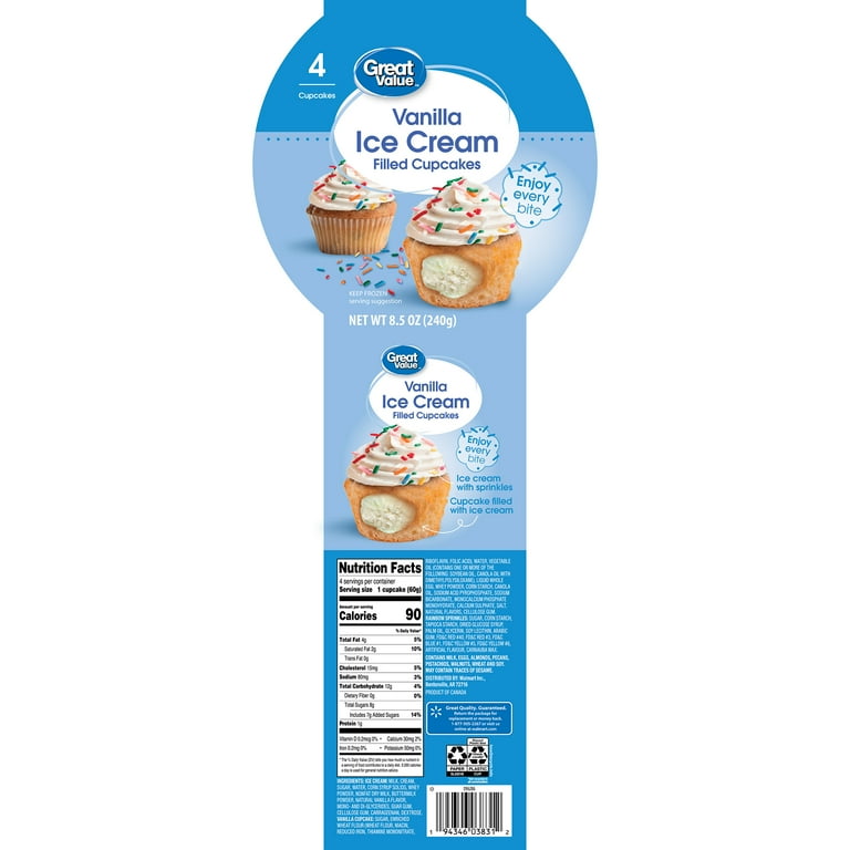 Great Value Vanilla Ice Cream Cups, 3 fl oz, 12 Count