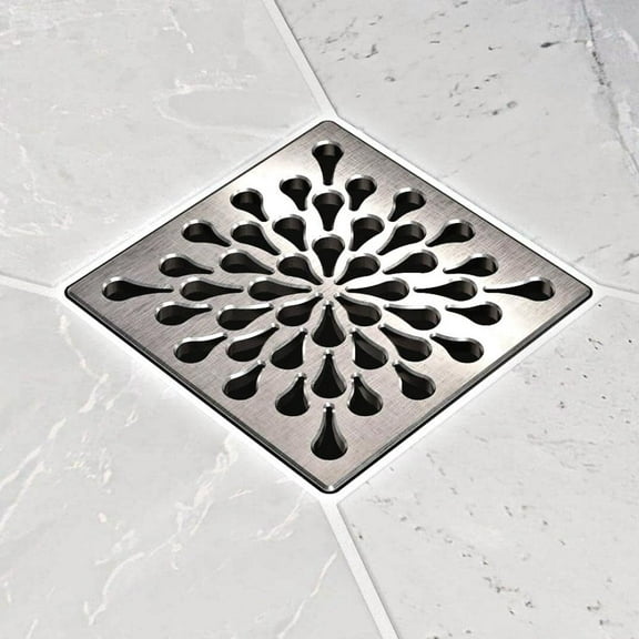 Ebbe Unique Square Shower Drain Grate Splash - Stainless Steel - Brushed Nickel