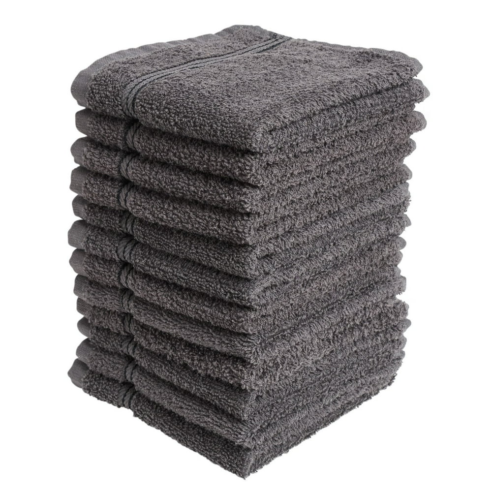 Living Fashions Washcloths 12 Pack Size 12" x 12" (Grey)