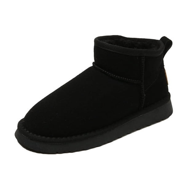Botas de nieve de talla grande para mujer, botas de invierno con pedal para mujer, botas retro de algodón con tubo corto y acolchado de terciopelo para mujer