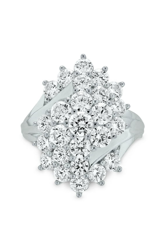 Cocktail Round Rings, Sterling Silver, 8", Cubic Zirconia
