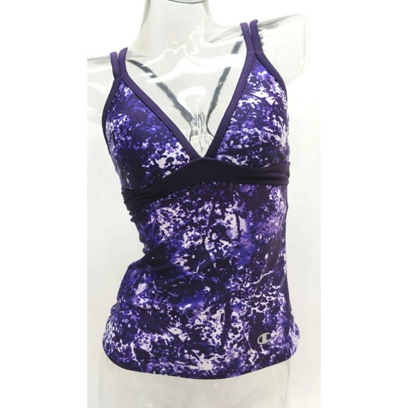 Champion Performance Purple Cross Back Tankini Top Swimwear Women's Small (4-6)