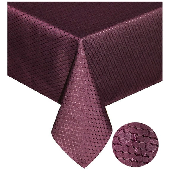 Tektrum 70 X 70 inch 70"X70" Square Elegant Waffle Weave Check Jacquard Tablecloth Table Cover - Waterproof/Stain Resistant/Spill Proof/Wrinkle Free - Great for Dinner, Parties (Burgundy)