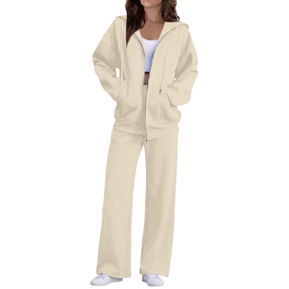 Womens Sweatsuits 2 Piece Set Full Zip Up Casual Winter Long Sleeve Hoodie and Sweatpants Fall Tracksuit