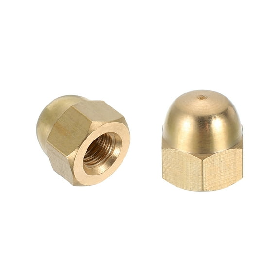 Uxcell Acorn Hex Cap Nuts, M8x1.25mm Brass Dome Head Hex Decorative Cap Nuts for Screws Bolts Industrial Mechanical Electrical Equipment Repair Hardware(Gold Tone, Pack of 2)