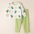 thumbnail image 2 of larppty Toddler Boys Pajamas Kids Train 2 Piece Pjs Sleepwear Set Boy Clothes Sets (Green,9-10 Years), 2 of 7