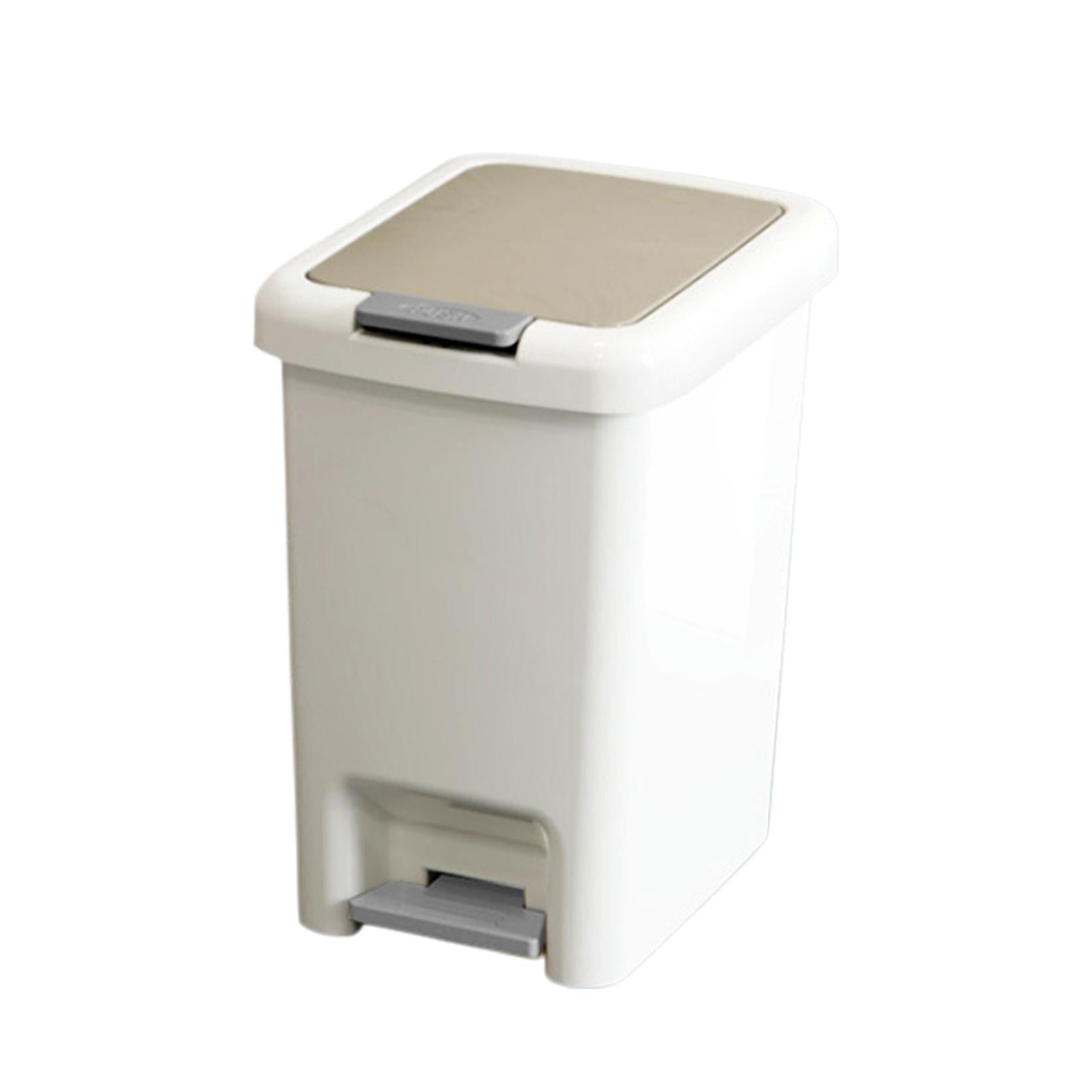 Step-On Trash Can with Lid - 4 Gallon Dual-Action Kitchen/Bathroom Waste Bin - Odor-Proof Sealed Design, Hidden Bag Holder