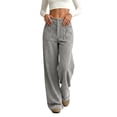 thumbnail image 6 of Hsovts Women's High Waist Wide Leg Sweatpants, Drawstring Elastic Waist Loose Casual Lounge Trousers With Side Pockets For Daily Wear Gray L, 6 of 7