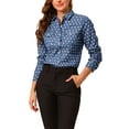 thumbnail image 5 of Allegra K Women's Point Collar Long Sleeve Button Down Chest Pockets Denim Shirt, 5 of 6