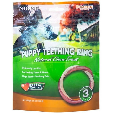 N-Bone Puppy Teething Ring Pumpkin Flavor, 3pk, 3.6