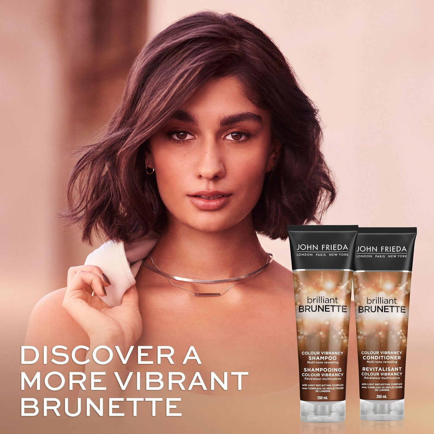 John Frieda Brilliant Brunette Colour Vibrancy Shampoo for Restored Tone and Texture, Shampoo | 250 mL