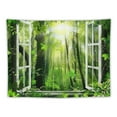 thumbnail image 5 of PRATYUS Sunshine Forest Tapestry Wall Hanging, Nature Green Forest Trees Floral Bloom Spring Woodland Grasses Window Scenery Tapestries, Virgin Forest Wall Tapestry Decor for Living Room, 5 of 6
