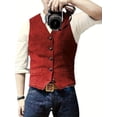 thumbnail image 2 of PENGX Stylish Men‘s Solid Color Formal Suit Vest - Vests for Party  Wedding  Prom  and Special Occasions - Adjustable Waistcoat with Classic Design and Comfortable Fit, 2 of 7