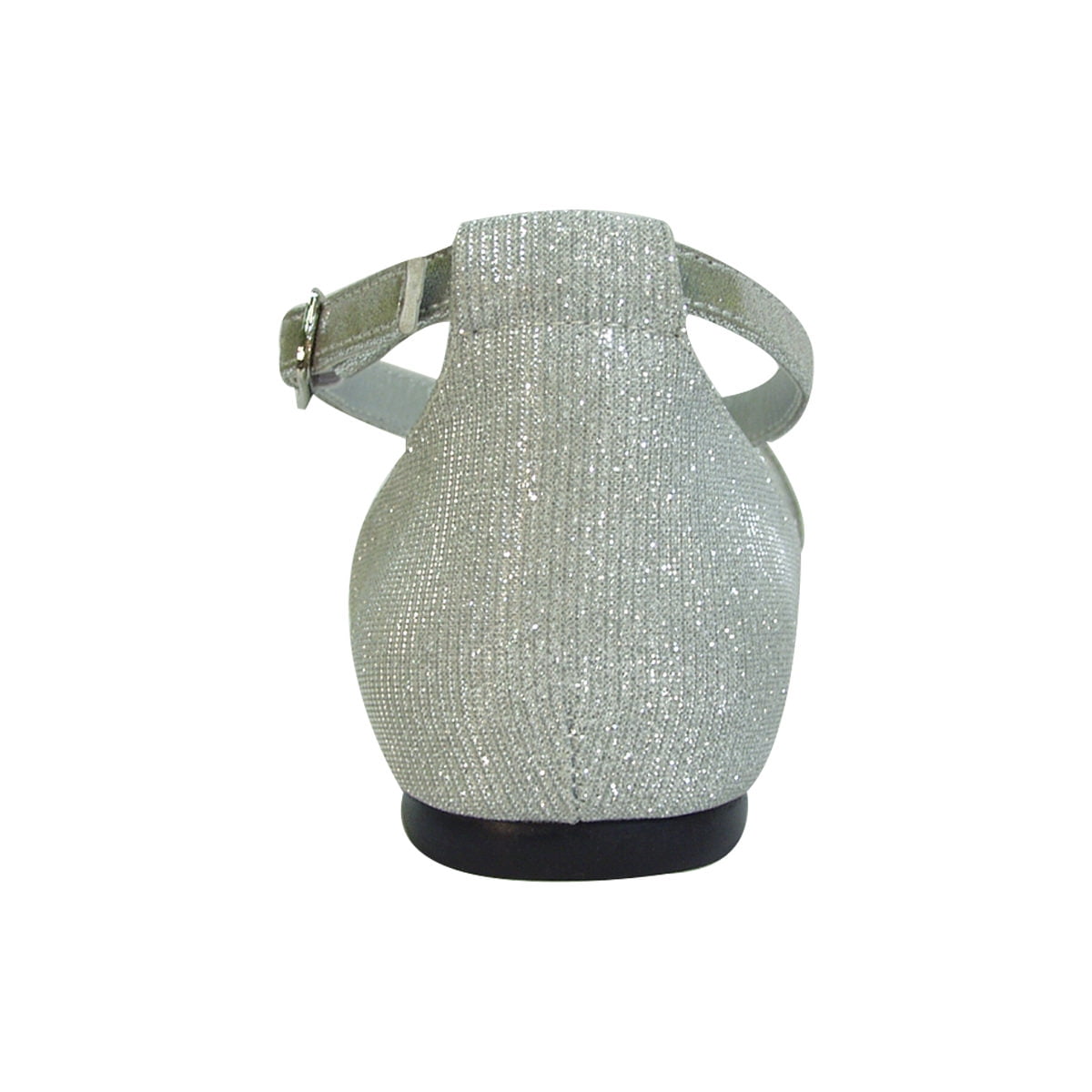 FUZZY Hallie Women Wide Width Open Shank Pointed Toe Buckle Ankle Strap Flats SILVER 7