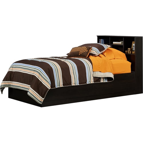 Mainstays Twin Storage Bed with Headboard, Espresso