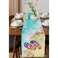 thumbnail image 4 of ERUNPONLY Teal Coastal Slippers Table Runner - 90 Inch Long Summer Beach Shell Seaside Cotton and Linen Blended Dress Scarves Farmhouse Table Runner for Kitchen Dining, Coffee Table, 13"x90", 4 of 8