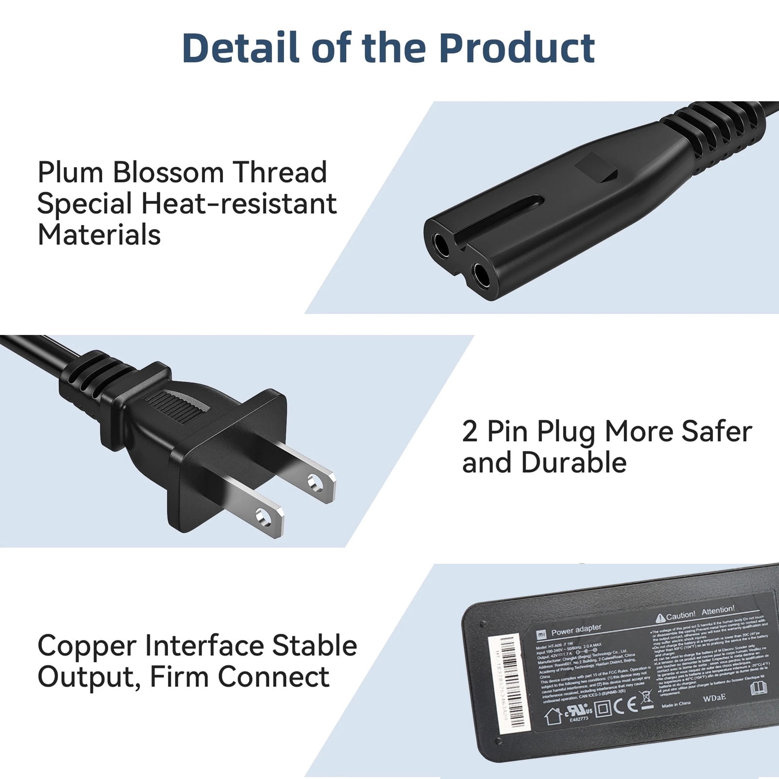 Original M365 Electric Scooter Charger, 42V 2A Power Adapter with US Plug, Over-Current & Over-Voltage Protection, LED Indicator Power Supply