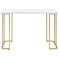 thumbnail image 5 of Benjara Writing Desk with Metal Curved Sled Base and Floor Protectors, White, 5 of 5