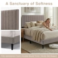 thumbnail image 3 of Upholstered Queen Platform Bed Frame,Tufted Channel Headboard,Mid-Century Bedroom Furniture,Queen Bed Frame Wood Slats,Modern Soft Boucle,64.25" x 84.5" x 45",Gray, 3 of 8