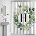 thumbnail image 5 of Letter H Shower Curtain for Bathroom Decor, Alphabet Green Eucalyptus Leaves Plant Simple Waterproof Fabric Shower Curtain, 36"x78" Set with 12 Hooks, 5 of 9