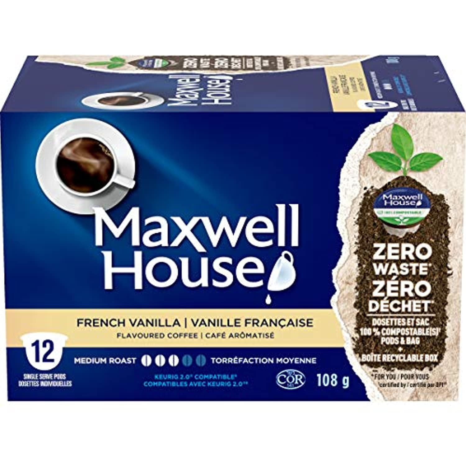 Maxwell House, French Vanilla Coffee, Keurig KCup Pods, 12 Pods, {Imported From Canada