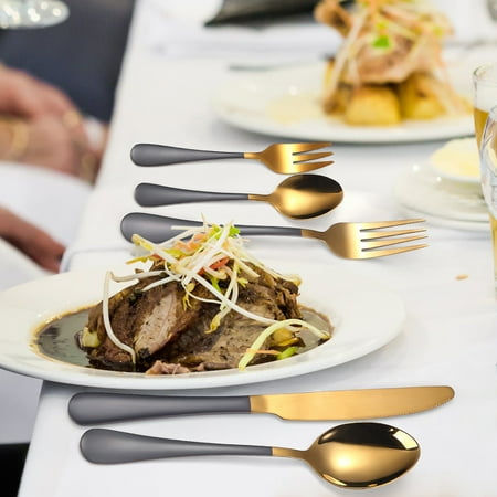 

Dinnerware Cutlery Set 5-piece Stainless Steel Knife Spoon And Fork Mirror Polished Smooth Edges Hand Wash Recommended