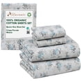 thumbnail image 3 of RUVANTI 100% Organic Cotton Sheets - Queen Sheet Set - 4 Piece Percale Weave Bedding, Crisp, Cooling & Breathable, Soft & Durable, 16" Deep Pocket, Hotel Quality Sábanas - Blue Rose, 3 of 8