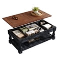 thumbnail image 5 of Atumcto Lift Top Coffee Table with Hidden Storage, Retro Living Room Center Table with Lower Shelf, Espresso and Weathered Black, 5 of 11