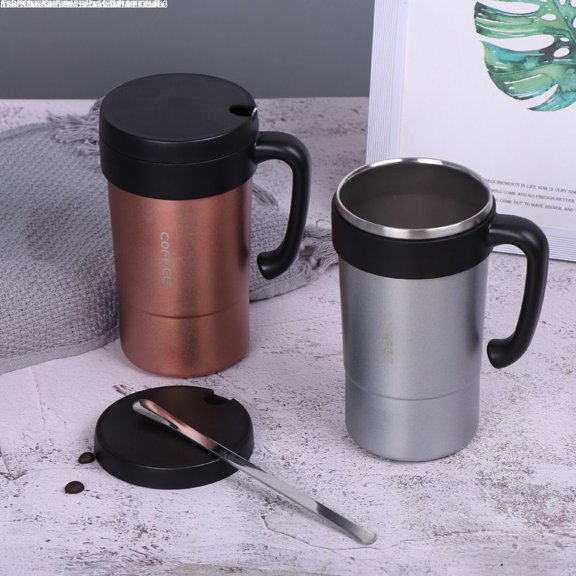 580ml French coffee office cup with spoon stainless steel business gift cup vacuum coffee cup