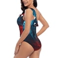 thumbnail image 4 of Picia Red And Blue Fire Pattern Women's One Piece Swimsuits,One Shoulder Swimwear Asymmetric ,Ruffle Monokinis Bathing Suits,High Waisted Flattering Bathing Suits-Medium, 4 of 8