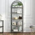 thumbnail image 3 of Bookcase 5-Tier Arched Metal Bookshelf – Tall Open Storage Rack for Bedroom, Living Room, Home and Office, 3 of 8