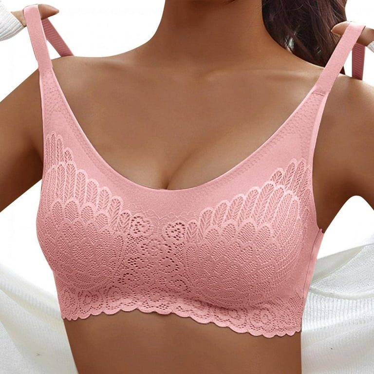 SOOMLON Bras for Women Plus Size No Underwire Bra Vest Sports Bra Running  Bra Everyday Underwear Pink L