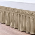 thumbnail image 3 of King Size Bed Skirt (78" x 80") Elastic Wrap Around, 100% Cotton Dust Ruffle, Easy Fit with 15" Tailored Drop, 400TC Shrinkage and Fade Resistant Bed Frame Cover - Taupe Solid., 3 of 6