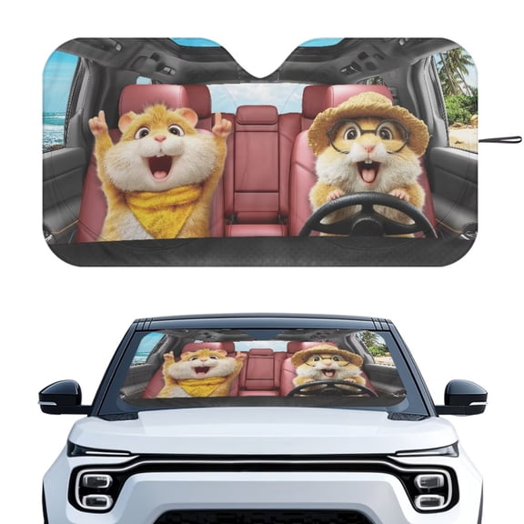 Xixirimido Windshield Sunshade for Car Foldable Front Window Cover Sun Shade Sun Visor Block UV Rays Universal Fit Automotive Accessories, Cute Guinea Pig