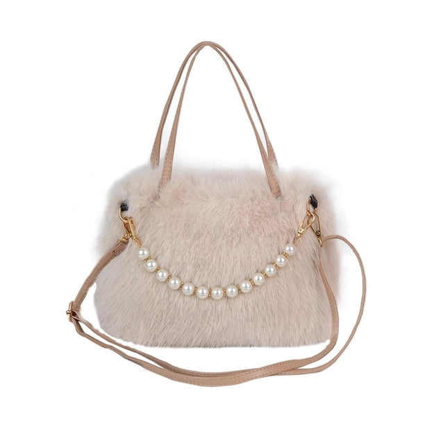 Bolso de felpa para mujer, cómodo, moderno, ligero, con asa superior, para llevar debajo del brazo. Caqui