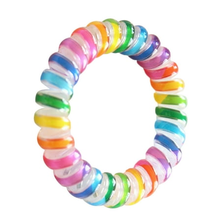 Musa Wanna Women Rainbow Color Elastic Hairbands Spiral Shape