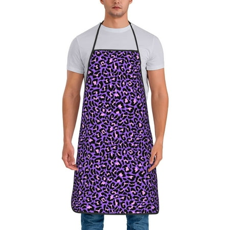 

Lukts Purple Leopard Print Unisex Tie-Up Aprons Bibs for Chef Kitchen Grill Beverage Shop