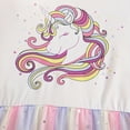 thumbnail image 5 of IPIO Girls Unicorn Tulle Dress, Rainbow Short Sleeve Princess Party Dress with Sparkly Star Mesh Skirt, Cute Summer Birthday Outfit for Kids, 5 of 7