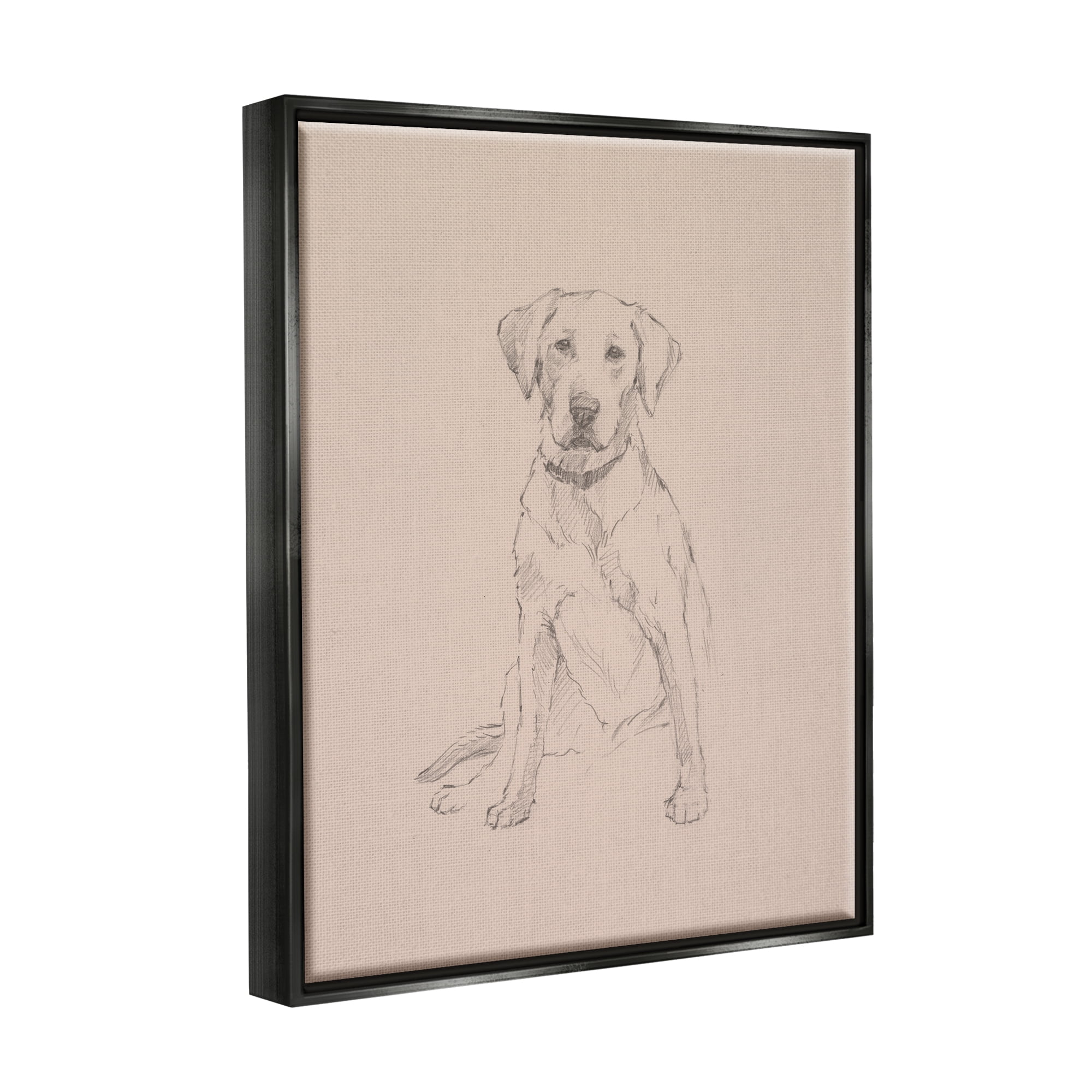 Stupell Retriever Drawing Animal Portrait Animals & Insects Drawing Black Floater Framed Art Print Wall Art