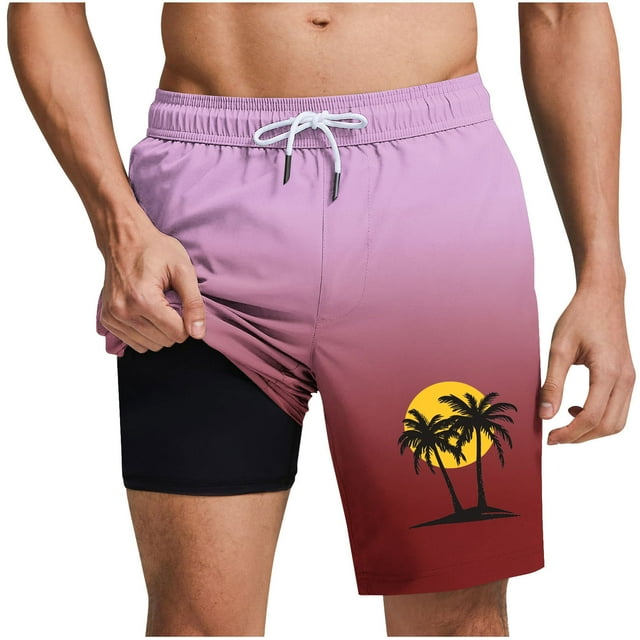 Pantalones Cortos Casuales para Hombre Imprimir con Bolsillos Pantalones de Playa de Cintura Elástica, Pantalones Cortos de Cintura Elástica para Hombre